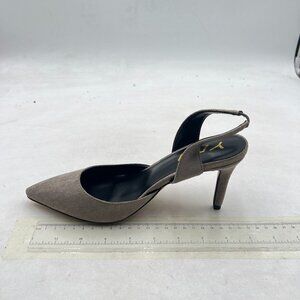 YDN Grey High Heels Pointed Toe Suede D'Orsay Sandals with Slingback Dress Shoe